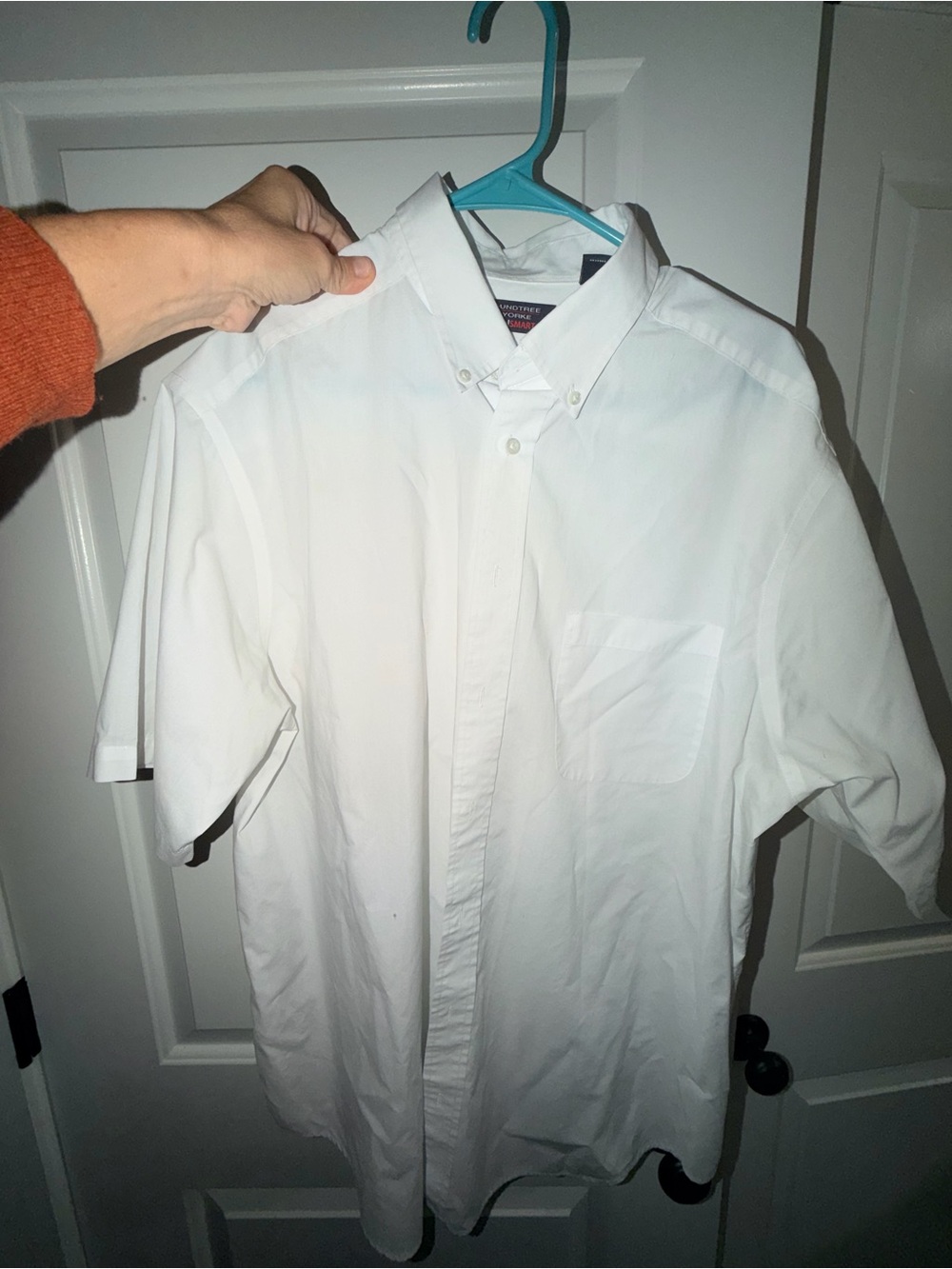 Roundtree & Yorke White Short-Sleeve Button-Down Shirt